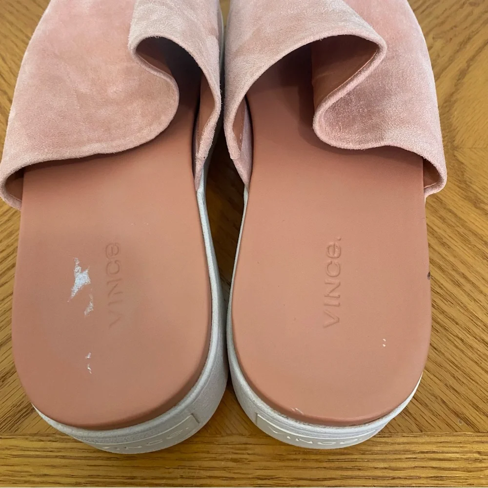 Vince Walford‎ Platform Leather Suede Pink Slides Sandals Size 10
